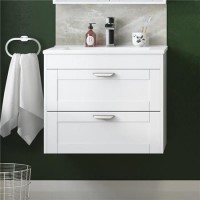 Nottingham White 600 Two Drawer Wall Hung Vanity Unit