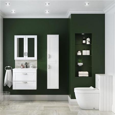 Nottingham White 600 Two Drawer Wall Hung Vanity Unit