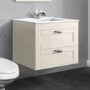 600mm Wall Hung 2 Drawer Vanity Unit with Basin Ivory - Nottingham