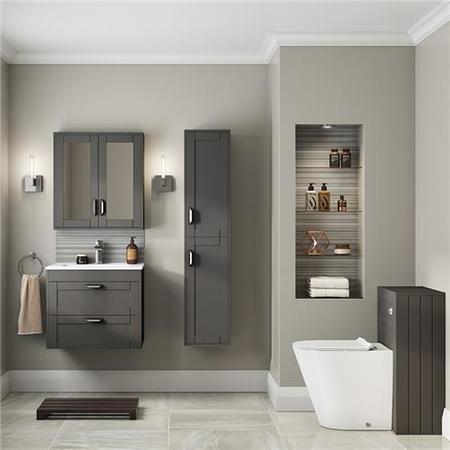 600mm Basin Vanity Unit - Grey Double Drawer - Nottingham Range