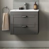 600mm Traditional Wall Hung 2 Drawer Vanity Unit with Basin Grey - Nottingham