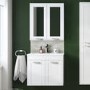 600mm Wall Hung Basin Vanity Unit - White Double Door Modern Handles - Nottingham Range