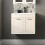 600mm Wall Hung Basin Vanity Unit - Ivory Double Door Modern Handles - Nottingham Range