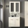 600mm Wall Hung Basin Vanity Unit - Ivory Double Door Modern Handles - Nottingham Range