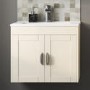 600mm Wall Hung Traditional Vanity Basin Unit - 2 Door - Ivory - Nottingham Range