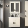 600mm Wall Hung Traditional Vanity Basin Unit - 2 Door - Ivory - Nottingham Range