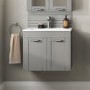 Nottingham 600mm Wall Hung Basin Vanity Unit Grey Double Door Modern Handle
