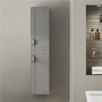 Nottingham 1400mm Wall Hung Storage Unit Grey Tall Boy Cabinet Modern Handles