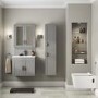 Nottingham 1400mm Wall Hung Storage Unit Grey Tall Boy Cabinet Modern Handles