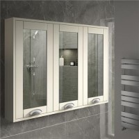 900mm Wall Hung Mirrored Cabinet - Ivory 3 Door Traditional Handles - Nottingham Range 900mm Wall Hung Mirrored Cabinet - Ivory 3 Door Traditional Handles - Nottingham Range