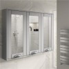 900mm Wall Hung Mirrored Cabinet - Grey 3 Door Traditional Handle - Nottingham Range