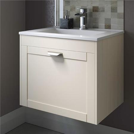 Nottingham Ivory 600 Single Drawer Wall Hung Vanity Unit