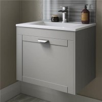 Nottingham Grey 600 Single Drawer Wall Hung Vanity Unit 	