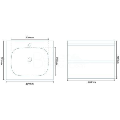 600mm Wall hun Vanity Unit - 2 Drawers- Barcelona Range