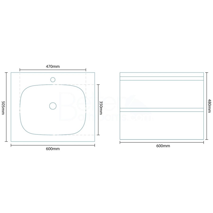 Barcelona 600 White Vanity Unit with waste