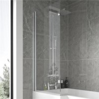 L-Shaped Hinged Bath Shower Screen - H1435 x W793mm