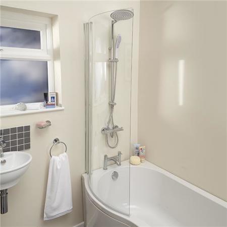 P-Shaped Bath Shower Screen - H1435 x W720mm