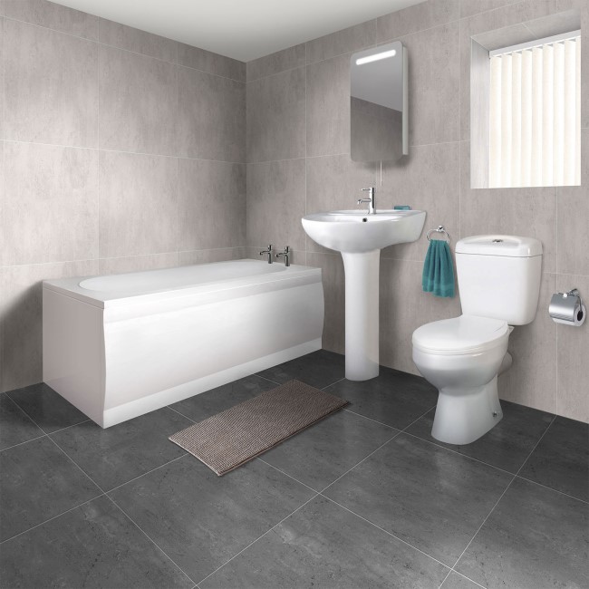1600mm Straight Bath Suite with Toilet Basin & Front Panel 
