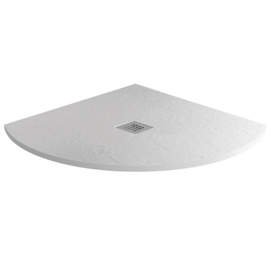900 x 900 White Slate Effect Quadrant Shower Tray with Waste
