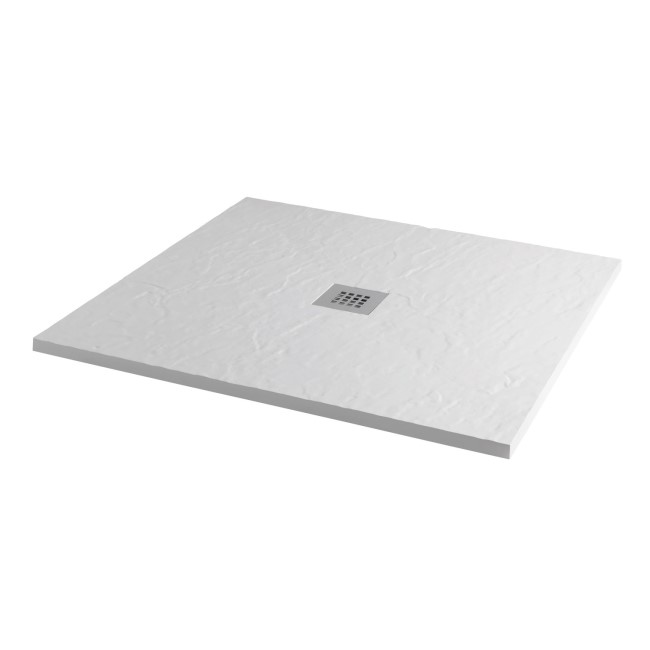 900 x 900 White Slate Effect Square Shower Tray with Waste