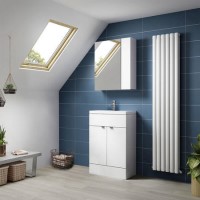 Fusion 600mm White Gloss Freestanding Two Door Vanity Unit