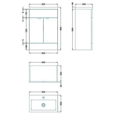 Fusion 600mm White Gloss Freestanding Two Door Vanity Unit