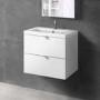 Fusion 600mm White Gloss Wall Hung Two Drawer Vanity Unit