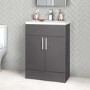 Fusion 600mm Grey Gloss Freestanding Two Door Vanity Unit