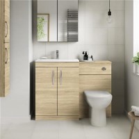 Toilet & Basin Combination Unit with Santorini Toilet - Natural Oak - Ashford Range