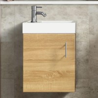Athena Cloakroom 400 Natural Oak Vanity Unit