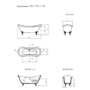 Park Royal Roll Top Traditional Double Ended Bath - 1750 x 750mm