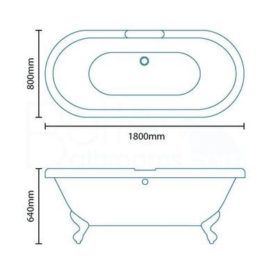 Park Royal Traditional Double Ended Roll Top Freestanding Bath - 1800 x 785mm
