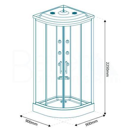 900 Quadrant Steam Shower Cabin with 6 Body Jets