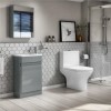 Cloakroom Suite with Grey Vanity &amp; Close Coupled Toilet - Portland