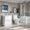 Portland 600 Floor Standing Ice White Gloss Vanity Unit with Portland Close Coupled Toilet Suite