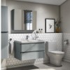 Portland 800 Wall Mounted Crisp Mist Gloss Vanity Unit with Portland Close Coupled Toilet Suite