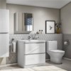 Portland 800 Floor Standing Ice White Gloss Vanity Unit with Portland Close Coupled Toilet Suite