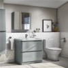 Close Coupled Toilet and 800mm Grey Vanity Basin Unit Suite - Portland