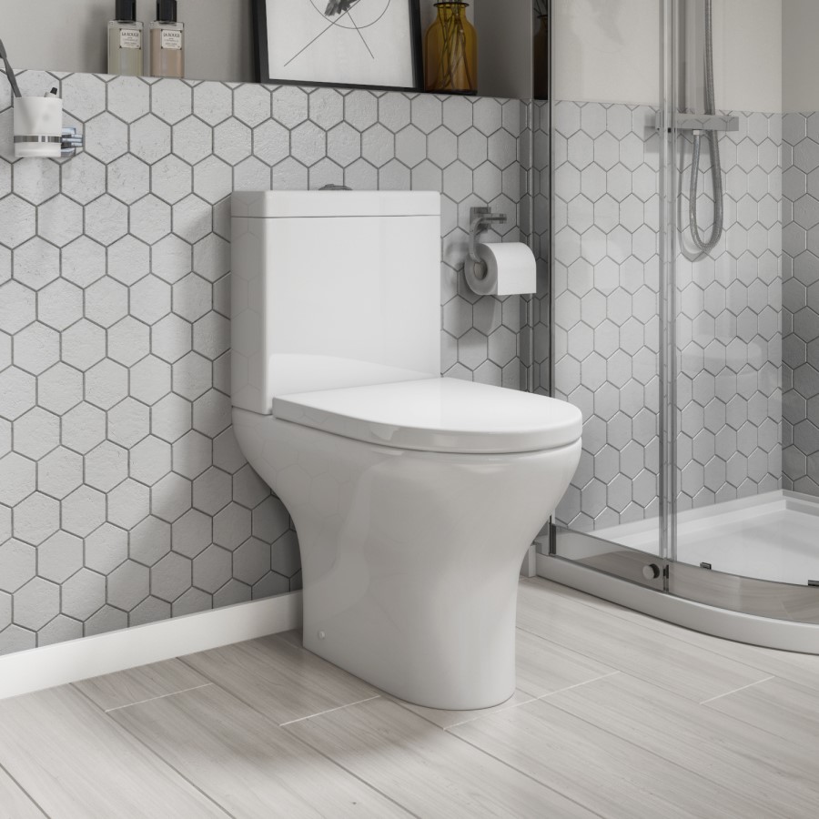 GRADE A1 - Close Coupled Short Projection Toilet with Soft Close Seat - Portland