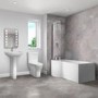 Left Hand P Shaped Bath Suite with Portland Toilet & Basin - Includes Front Panel & Screen 