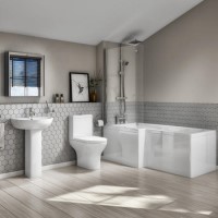 L-Shaped Left Hand Bath Suite with Portland Close Coupled Toilet & Basin L-Shaped Left Hand Bath Suite with Portland Close Coupled Toilet & Basin