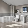 L-Shaped Right Hand Bath Suite with Portland Close Coupled Toilet &amp; Basin