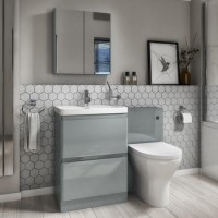 1100mm Light Grey Toilet and Sink Unit with Round Toilet- Portland