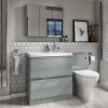 1300mm Grey Toilet and Sink Unit with Round Toilet - Portland
