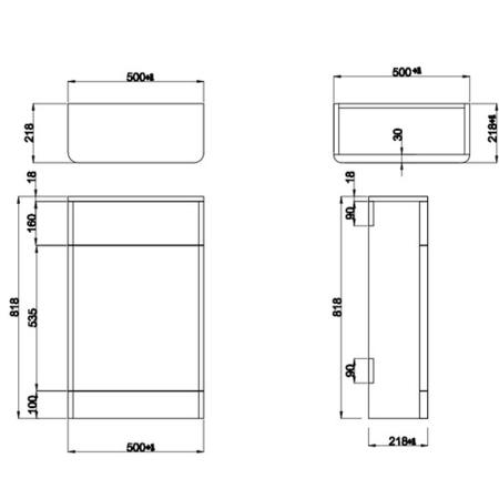 1300mm Grey Toilet and Sink Unit with Round Toilet - Portland