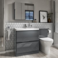1300mm Dark Grey Toilet and Sink Unit with Round Toilet- Portland 1300mm Dark Grey Toilet and Sink Unit with Round Toilet- Portland