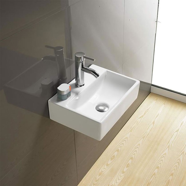 Houston 400mm Wall Hung Basin and Square Bottletrap