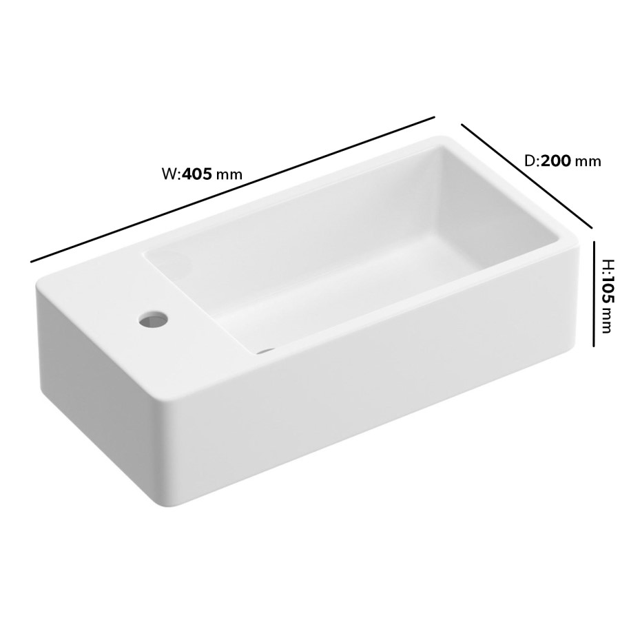 Detroit Wall Hung Basin With Chrome Bottle Trap & Basin Mixer & Waste - Zana