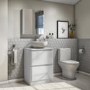 Portland 600mm Floor Standing Vanity Unit - White Gloss Double Drawer