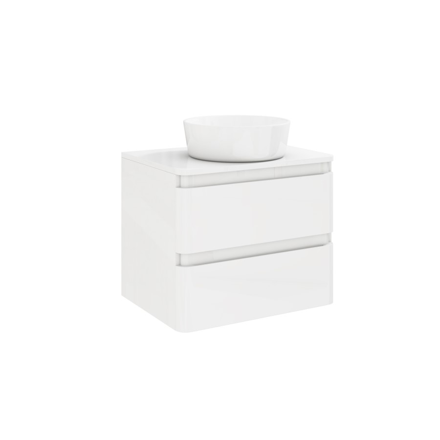 600mm White Wall Hung Countertop Vanity Unit with Basin - Portland
